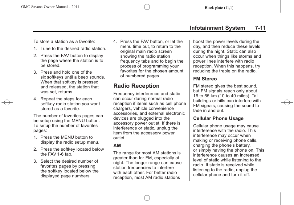 Radio reception, Radio reception -11, Become | Infotainment system 7-11 | GMC 2011 Savana User Manual | Page 181 / 410