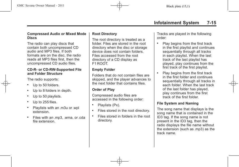 Infotainment system 7-15 | GMC 2011 Savana User Manual | Page 185 / 410