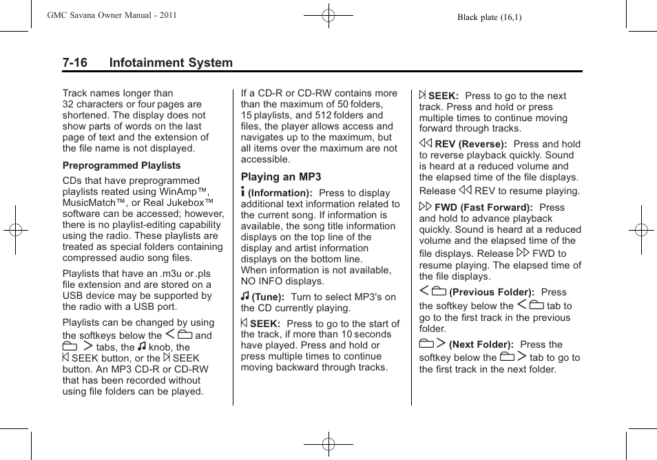 GMC 2011 Savana User Manual | Page 186 / 410