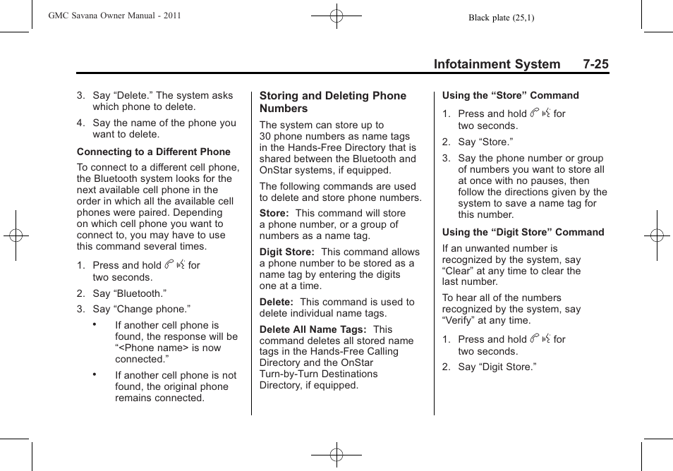 Infotainment system 7-25 | GMC 2011 Savana User Manual | Page 195 / 410