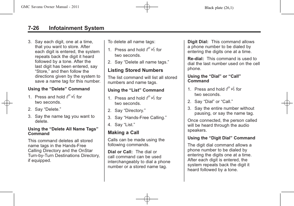 26 infotainment system | GMC 2011 Savana User Manual | Page 196 / 410