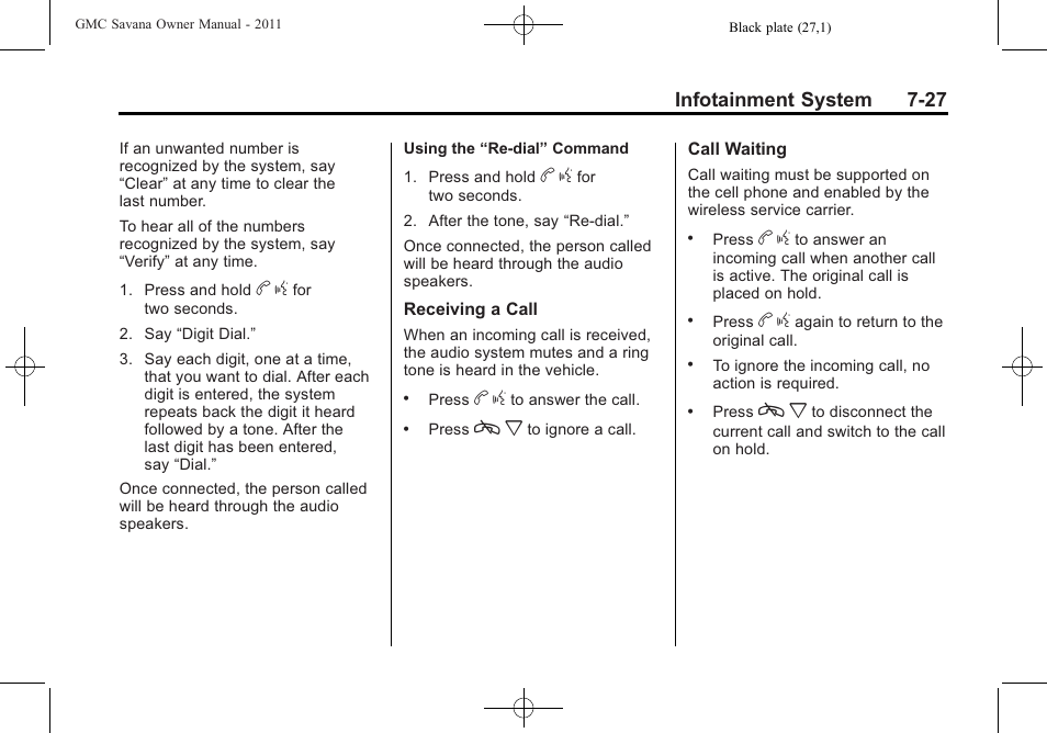 Infotainment system 7-27 | GMC 2011 Savana User Manual | Page 197 / 410