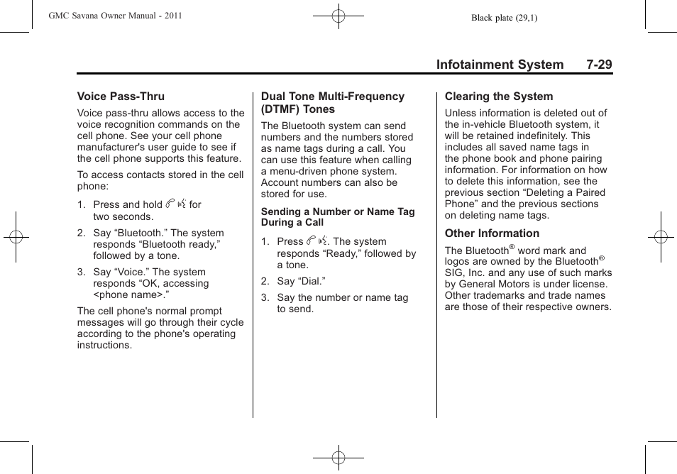 Infotainment system 7-29 | GMC 2011 Savana User Manual | Page 199 / 410