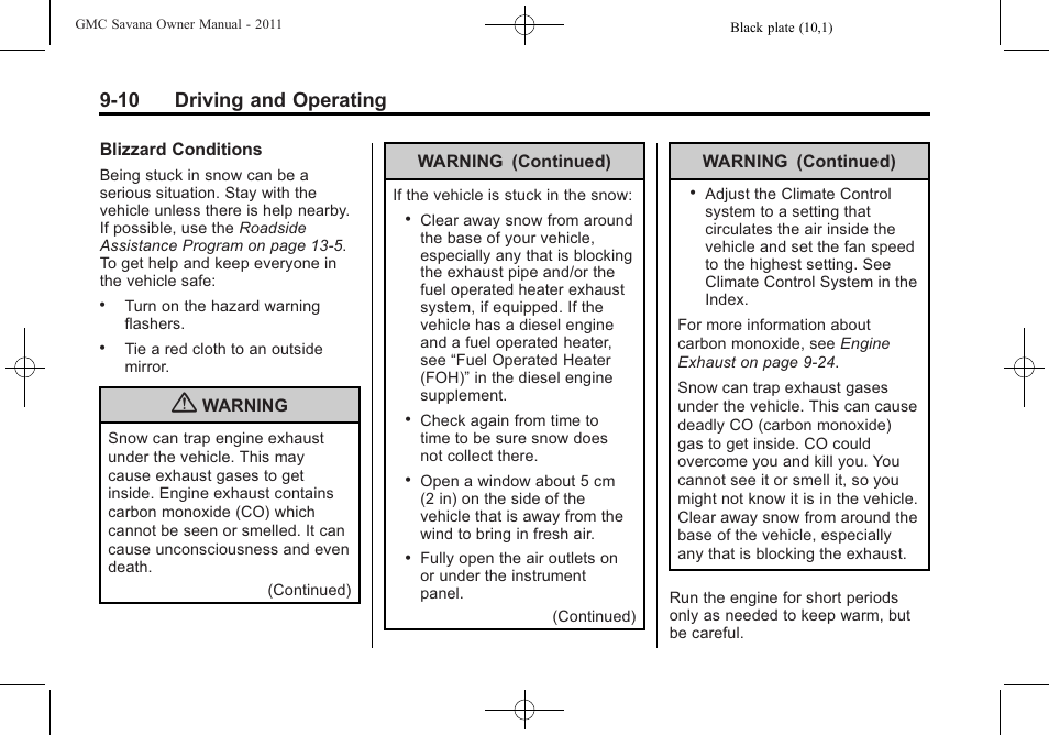 10 driving and operating | GMC 2011 Savana User Manual | Page 218 / 410