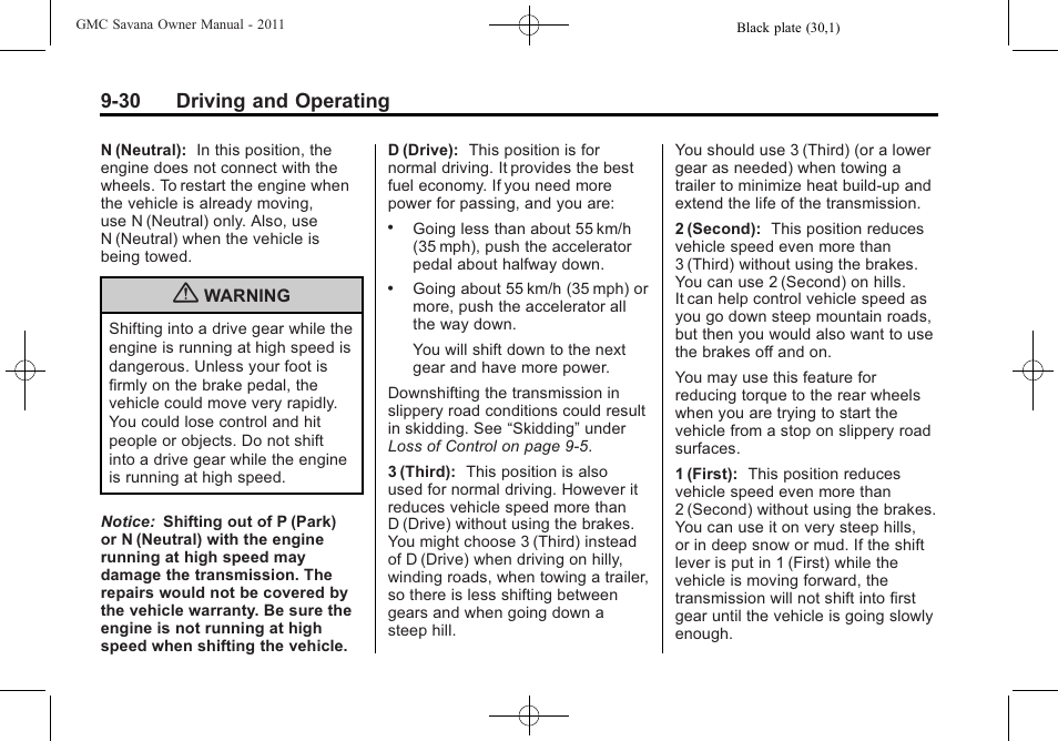 30 driving and operating | GMC 2011 Savana User Manual | Page 238 / 410