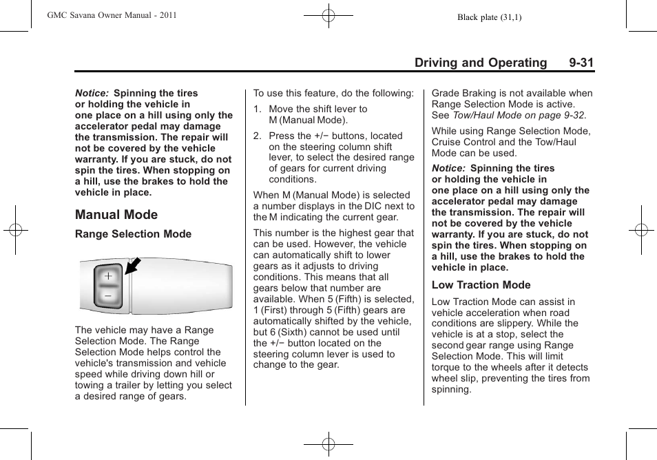 Manual mode, Manual mode -31 | GMC 2011 Savana User Manual | Page 239 / 410