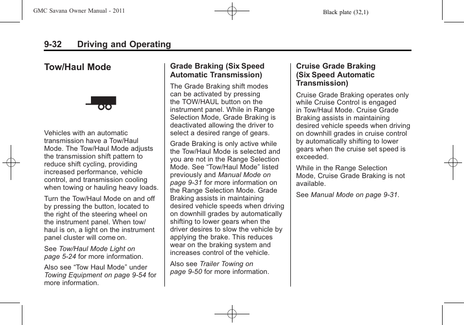 Tow/haul mode, Tow/haul mode -32 | GMC 2011 Savana User Manual | Page 240 / 410