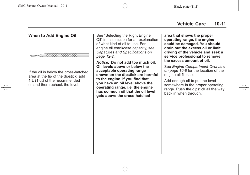 Vehicle care 10-11 | GMC 2011 Savana User Manual | Page 277 / 410