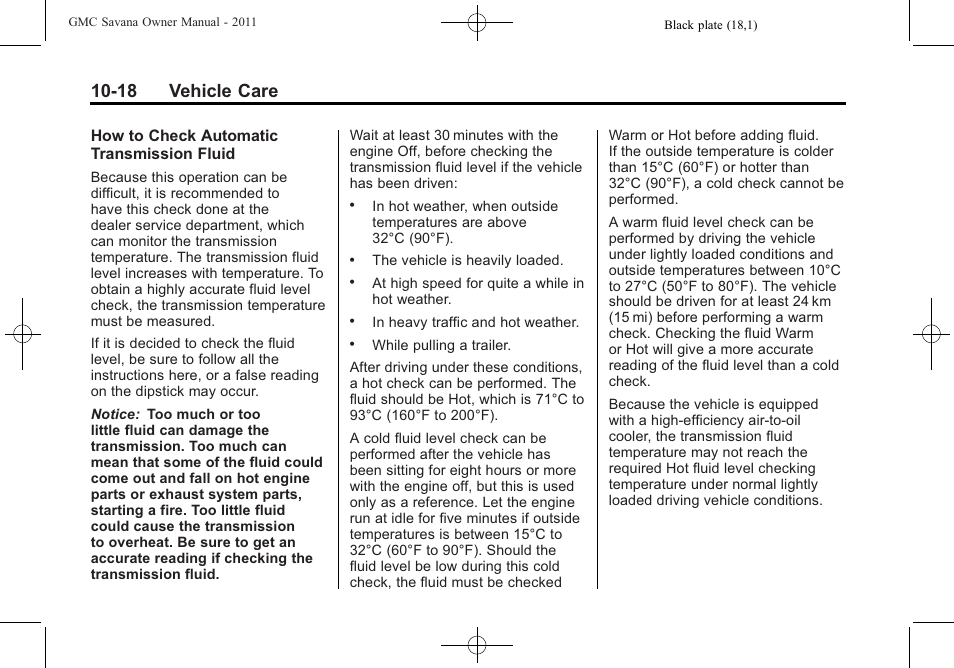 18 vehicle care | GMC 2011 Savana User Manual | Page 284 / 410