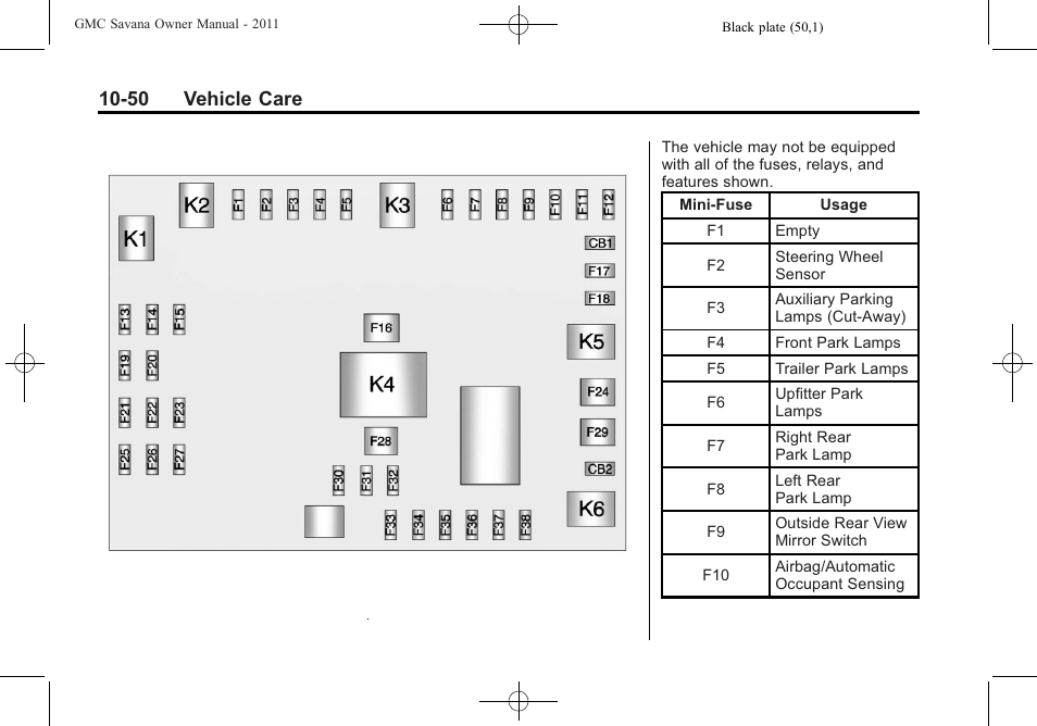 50 vehicle care | GMC 2011 Savana User Manual | Page 316 / 410