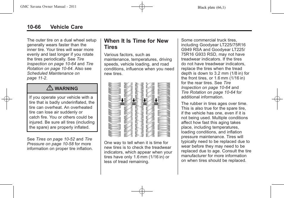 When it is time for new tires, When it is time for new, Tires -66 | GMC 2011 Savana User Manual | Page 332 / 410