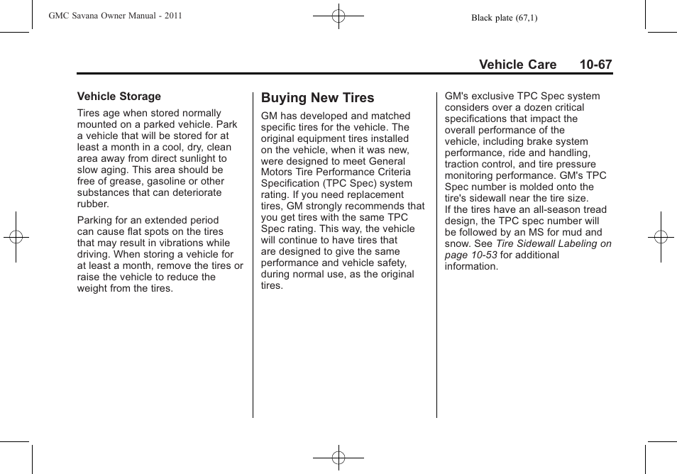 Buying new tires, Buying new tires -67 | GMC 2011 Savana User Manual | Page 333 / 410