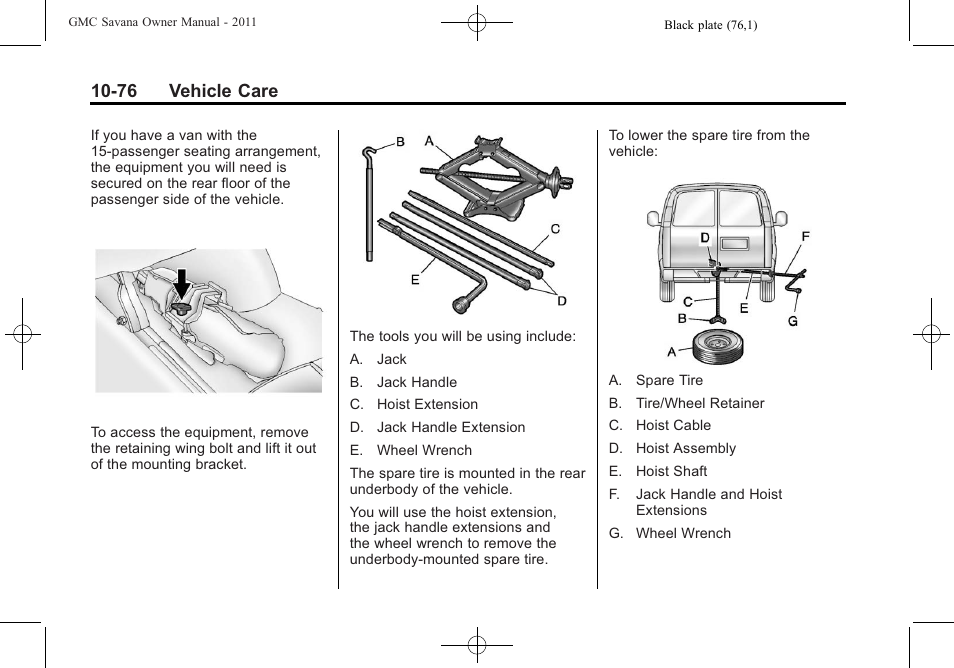 76 vehicle care | GMC 2011 Savana User Manual | Page 342 / 410