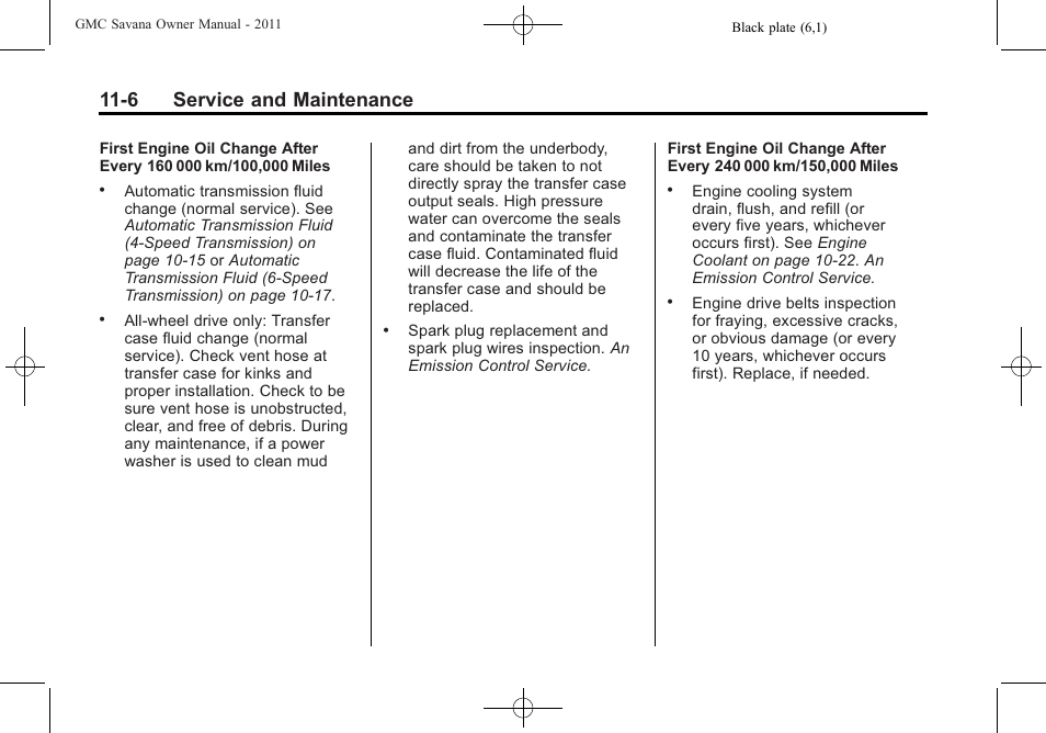 6 service and maintenance | GMC 2011 Savana User Manual | Page 372 / 410