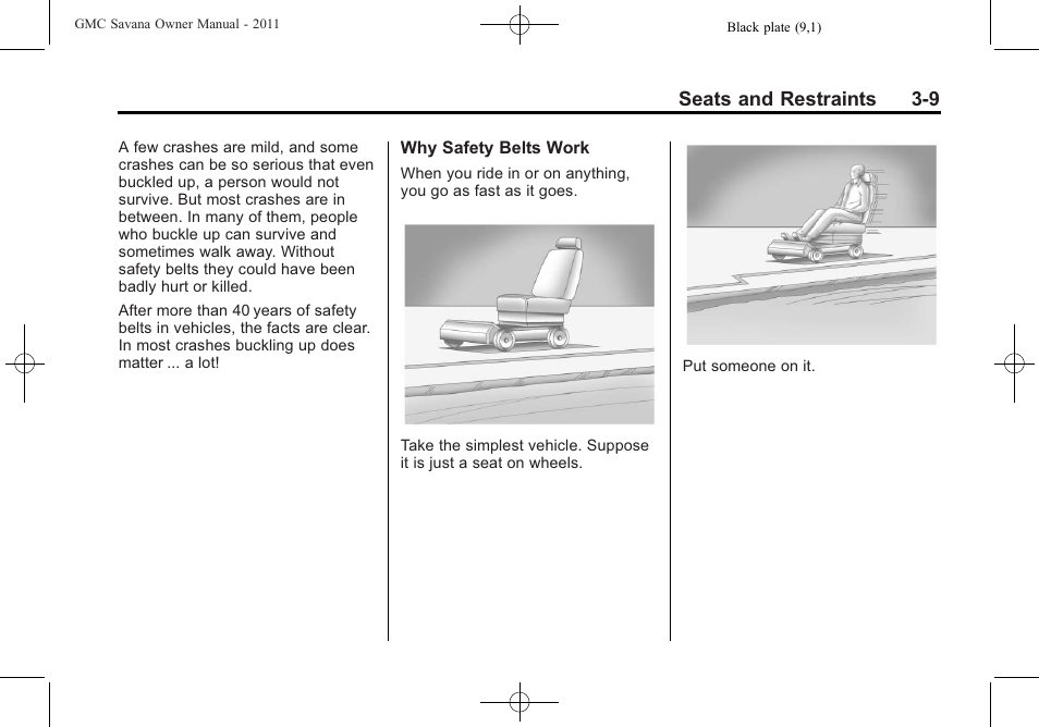 Seats and restraints 3-9 | GMC 2011 Savana User Manual | Page 57 / 410