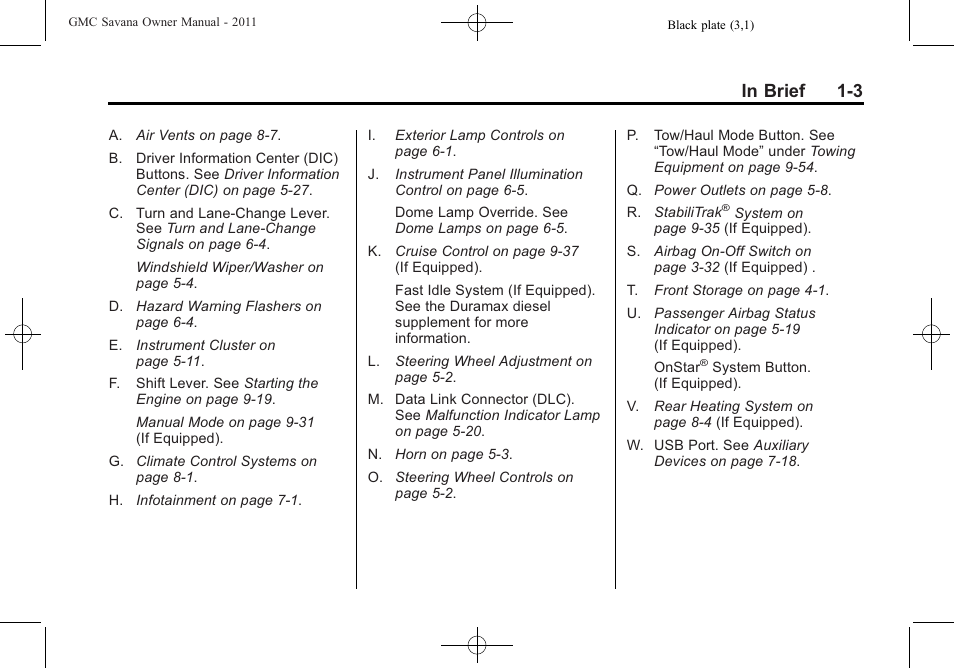 GMC 2011 Savana User Manual | Page 9 / 410