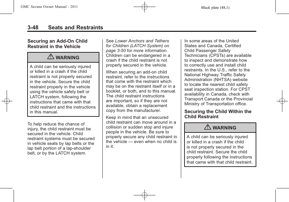 GMC 2011 Savana User Manual | Page 96 / 410