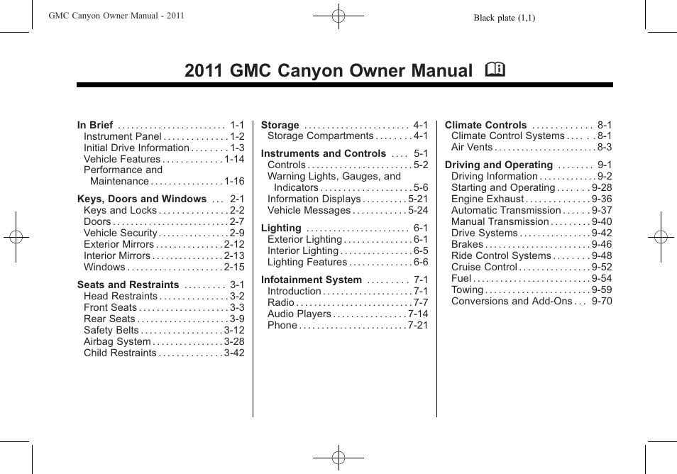 GMC 2011 Canyon User Manual | 406 pages