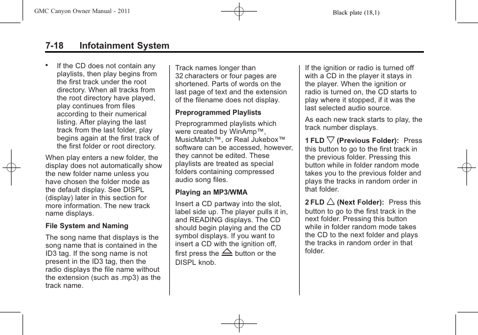 18 infotainment system | GMC 2011 Canyon User Manual | Page 168 / 406