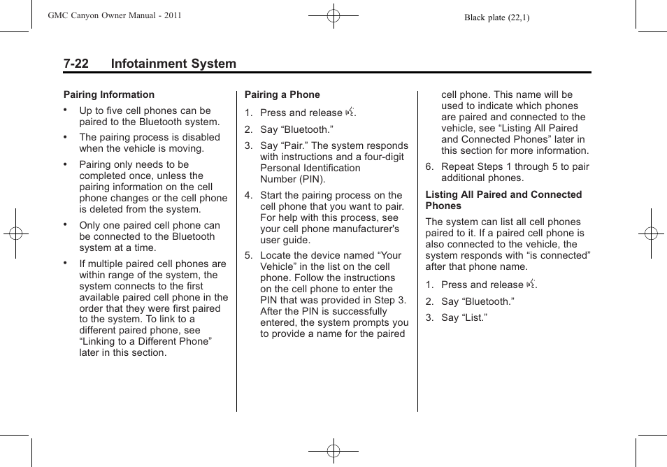 22 infotainment system | GMC 2011 Canyon User Manual | Page 172 / 406