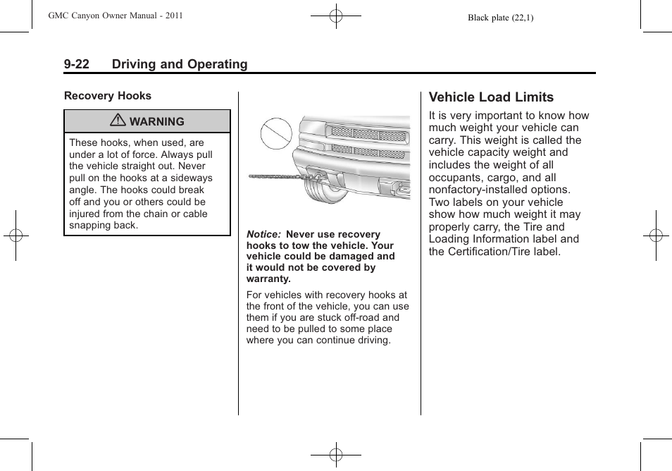 Vehicle load limits, Vehicle load limits -22, Parked | GMC 2011 Canyon User Manual | Page 204 / 406