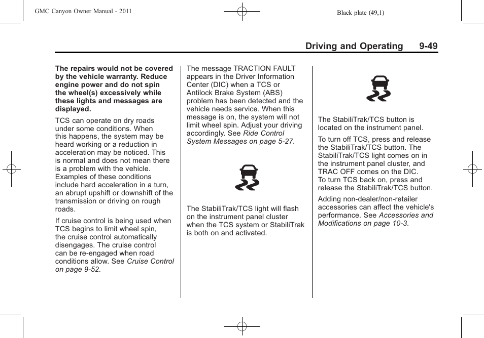 Driving and operating 9-49 | GMC 2011 Canyon User Manual | Page 231 / 406