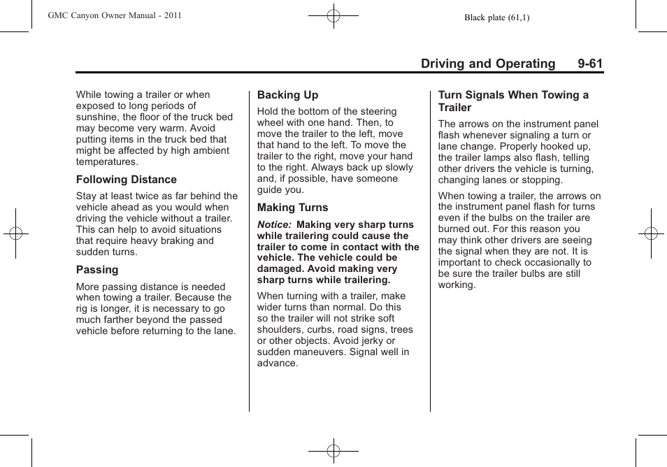 Driving and operating 9-61 | GMC 2011 Canyon User Manual | Page 243 / 406