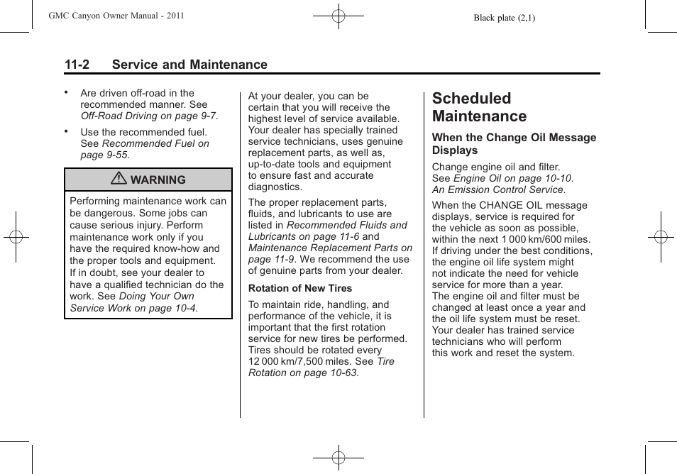 Scheduled maintenance, Scheduled maintenance -2, Maintenance | GMC 2011 Canyon User Manual | Page 360 / 406