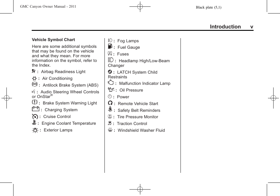 GMC 2011 Canyon User Manual | Page 5 / 406