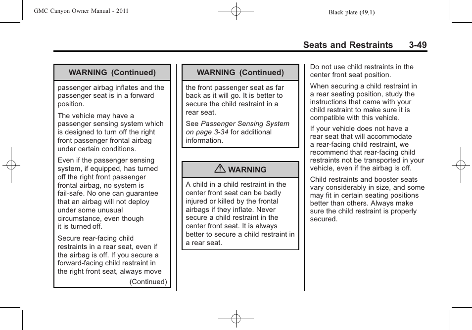 GMC 2011 Canyon User Manual | Page 93 / 406