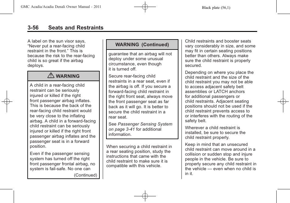 GMC 2011 Acadia User Manual | Page 112 / 478