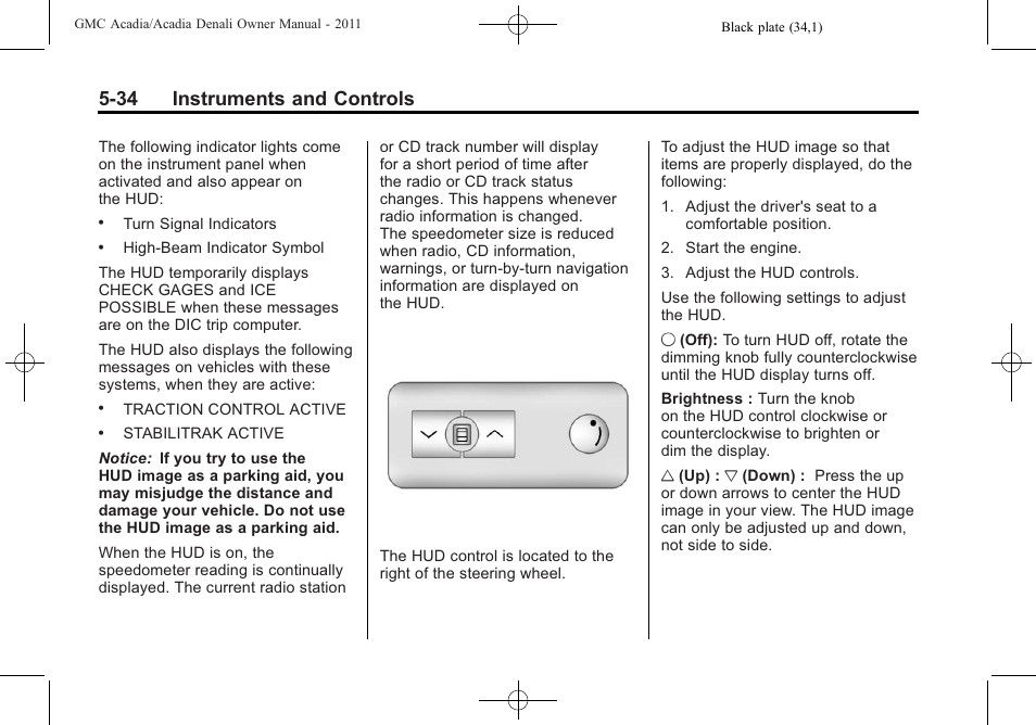 34 instruments and controls | GMC 2011 Acadia User Manual | Page 166 / 478