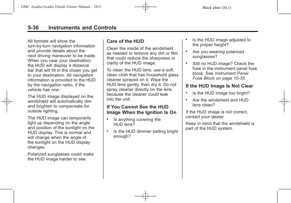 36 instruments and controls | GMC 2011 Acadia User Manual | Page 168 / 478