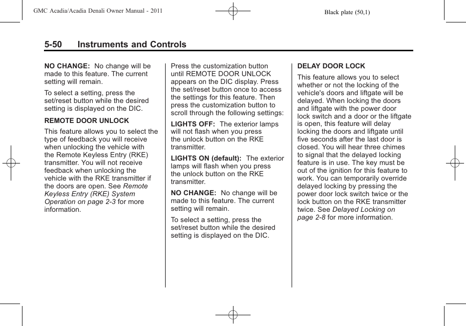 50 instruments and controls | GMC 2011 Acadia User Manual | Page 182 / 478