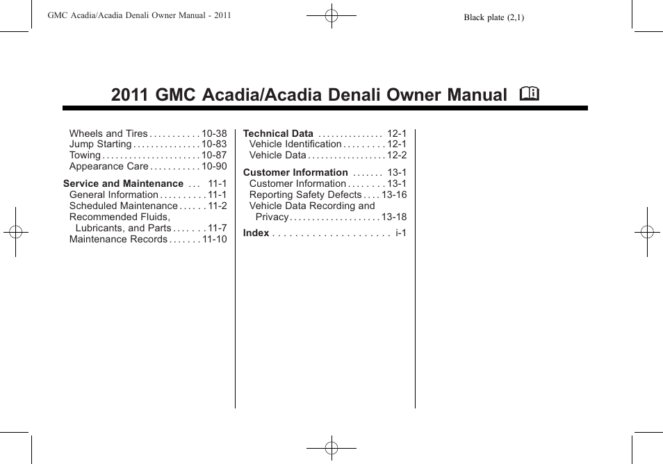 2011 gmc acadia/acadia denali owner manual m | GMC 2011 Acadia User Manual | Page 2 / 478