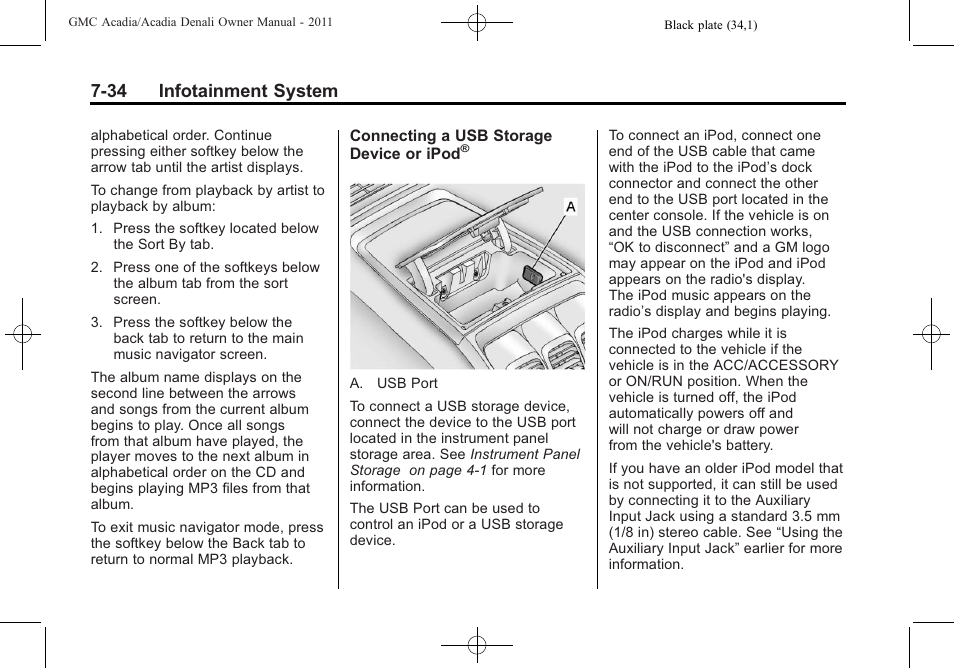 34 infotainment system | GMC 2011 Acadia User Manual | Page 234 / 478