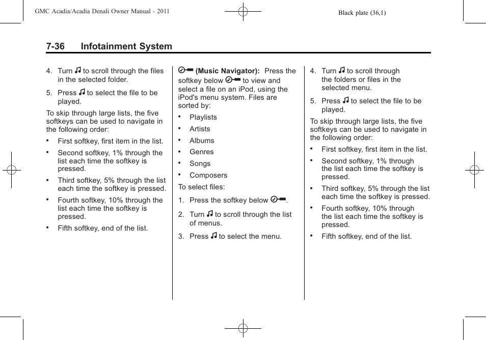 36 infotainment system | GMC 2011 Acadia User Manual | Page 236 / 478