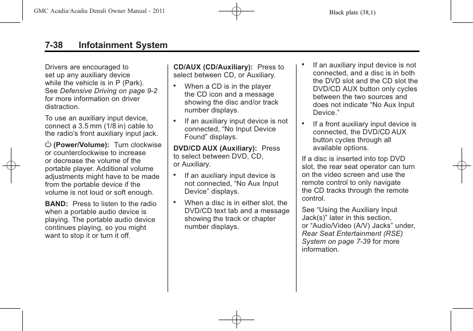 38 infotainment system | GMC 2011 Acadia User Manual | Page 238 / 478