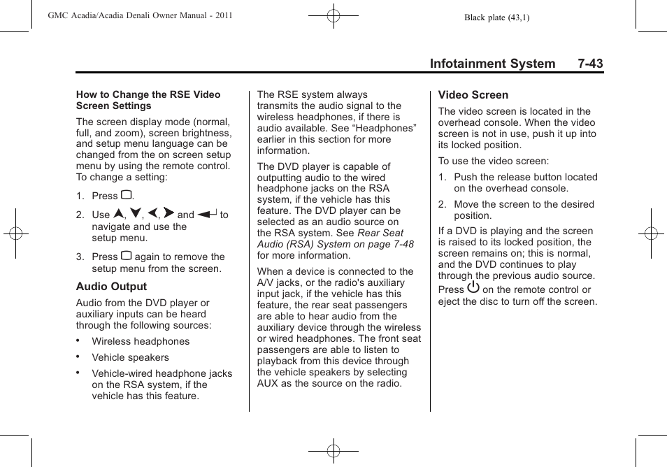 GMC 2011 Acadia User Manual | Page 243 / 478