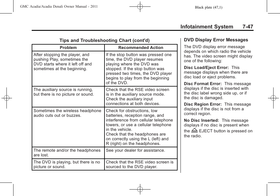 Infotainment system 7-47 | GMC 2011 Acadia User Manual | Page 247 / 478