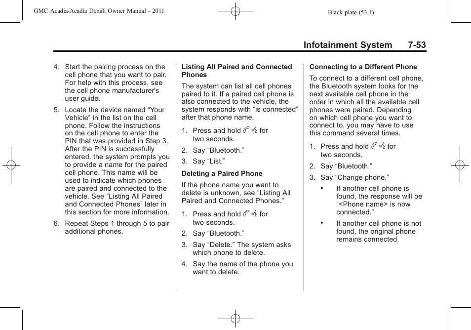 Infotainment system 7-53 | GMC 2011 Acadia User Manual | Page 253 / 478