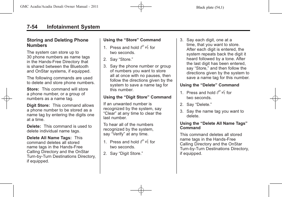 54 infotainment system | GMC 2011 Acadia User Manual | Page 254 / 478