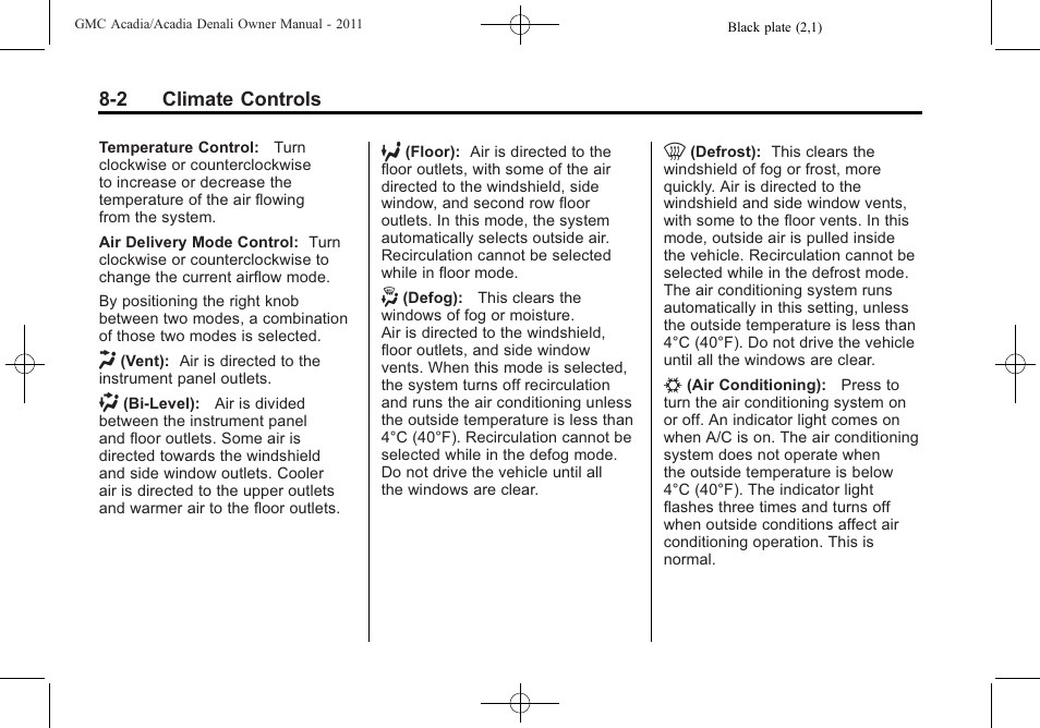 GMC 2011 Acadia User Manual | Page 260 / 478