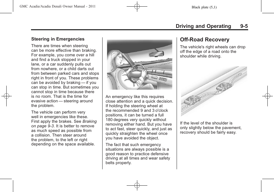 Off-road recovery, Off-road recovery -5 | GMC 2011 Acadia User Manual | Page 277 / 478