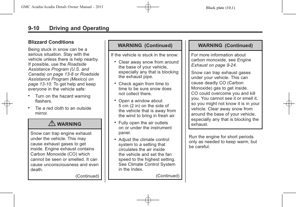 10 driving and operating | GMC 2011 Acadia User Manual | Page 282 / 478