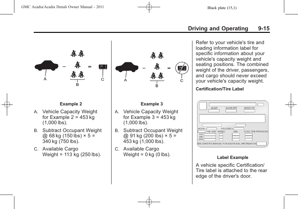 Driving and operating 9-15 | GMC 2011 Acadia User Manual | Page 287 / 478