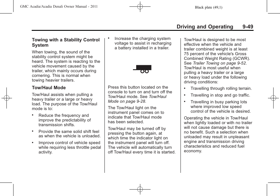 Driving and operating 9-49 | GMC 2011 Acadia User Manual | Page 321 / 478