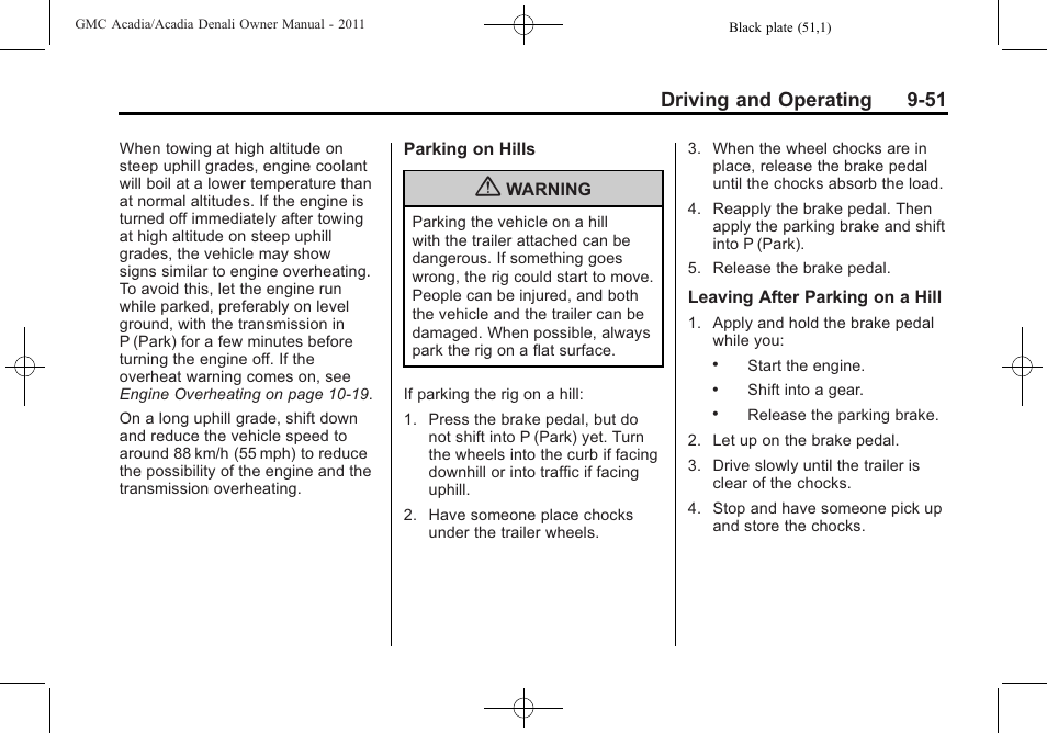 Driving and operating 9-51 | GMC 2011 Acadia User Manual | Page 323 / 478