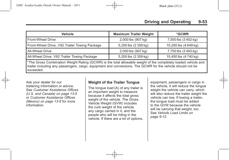 Driving and operating 9-53 | GMC 2011 Acadia User Manual | Page 325 / 478