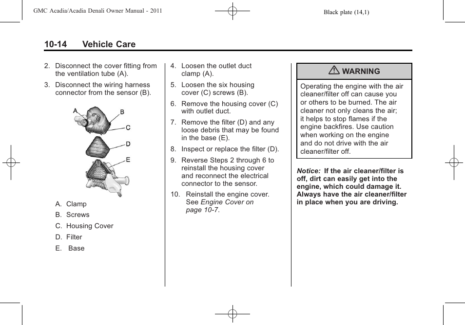 14 vehicle care | GMC 2011 Acadia User Manual | Page 342 / 478